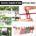 Portable Indoor Drying Rope with 12 Clips and 2 Hooks Durable Windproof and Non-Slip Design Outdoor Travel Clothesline Rope Clothes Hanging Hook 2 Meter (12 Clips Clothesline Rope(1PCS). 