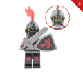 8pcs/set Red Dragon Knight King Knight Medieval Castle Knight Armor Heavy Knight with Figures Building Blocks Brick 9804. 