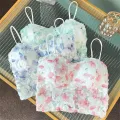 Floral Corset Vest Adjustable Sweet Lace Crop Top Mesh Tube Top for Casual Evening Out Summer Wear Apparel Young Adults. 