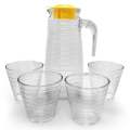 Jug and 4 Glasses, Water Jug with Lid and 4 glasses Set of 5 KDL. 