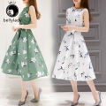 bellylady Women Summer Dress Sleeveless Round Neck A-line Skirt Elegant High Waist Casual Long Dress. 