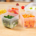 4 IN 1 Design Draining Box Split Fresh-Keeping Box Kitchen Storage Tool Fruit Vegetable Storage Box For Spring Onion Ginger Garlic Spice Sub-Packed Boxes With Soft Cover 1Pcs. 