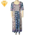 Printed Bohemian Dress Bohemian Style Summer Midi Dress with Side Pockets for Women Ethnic Print A-line Loose Hem Soft Daily Wear Lightweight Dress. 