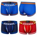 JOCKMAIL Classic Boxer Shorts Breathable mesh Splicing cotton Men's underwear Fashion low waist underpants white trunks. 