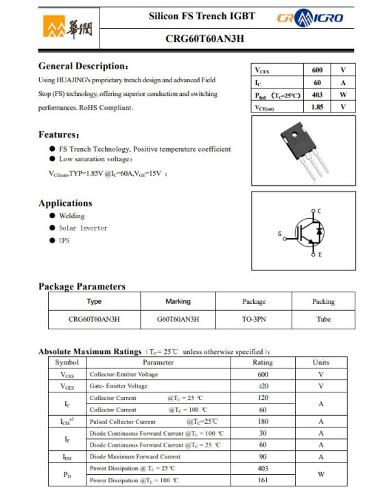 CRG60T60AN3H%20G60T60AN3H%20G60T60AN%20TO-247%20IGBT%20Transistor%2060A%20600V%20New%20Original%20-%20Image%203