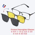 Magnetic Eyeglasses 3 In 1 Polarized Night Vision Clip on Sunglasses Classic Square Anti Blue Light Myopia Nearsighted Glasses. 