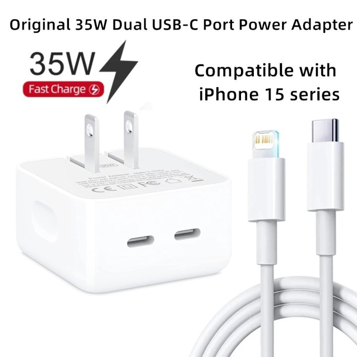 Original%2035W%20PD%20Dual%20USB-C%20Power%20Adapter%20For%20iPhone%2015%2014%2013%2012%2011%20Pro%20Max%2015%20Plus%20XR%20XS%20Max%20iPad%20Pro%20Type%20C%20Port%20PD%203.0%20Fast%20Charging%20Foldable%20US%20Plug%20Wall%20Charger%20-%20Image%202