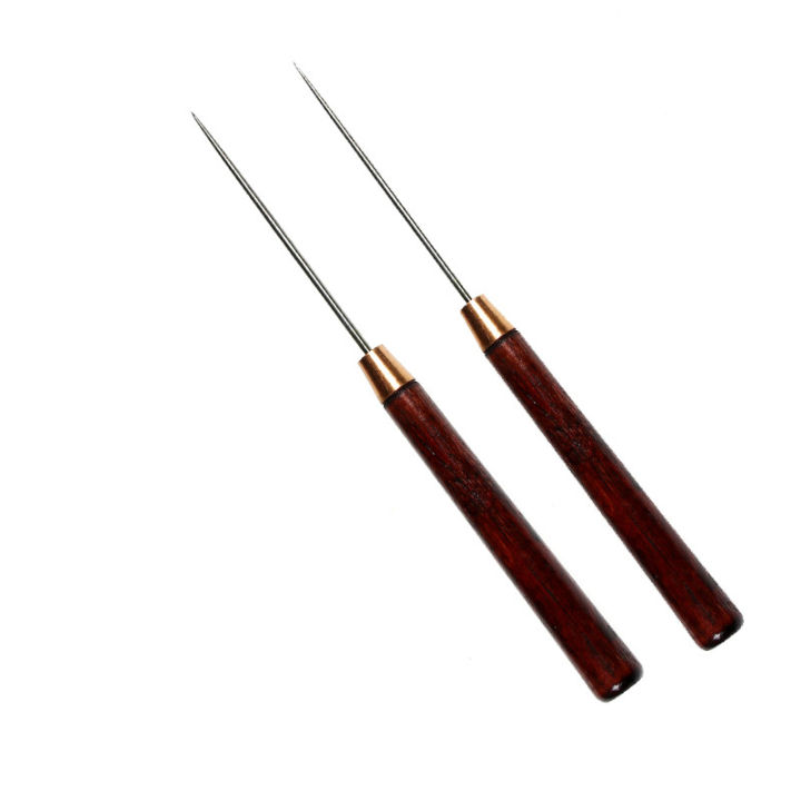 2pcs Carp Fishing Rigging Needle Drilling Tools Fly Tying Bodkin Glue Applying Hook Eye Cleaner Wood Handle Floating