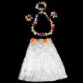 【WEJA】5pc/set Hula Show Hawaii Fancy Dress Garland Headband Bracelet Costume Set Grass Dress Party Decoratin 40CM Hawaiian Hula Skirt Ladies. 