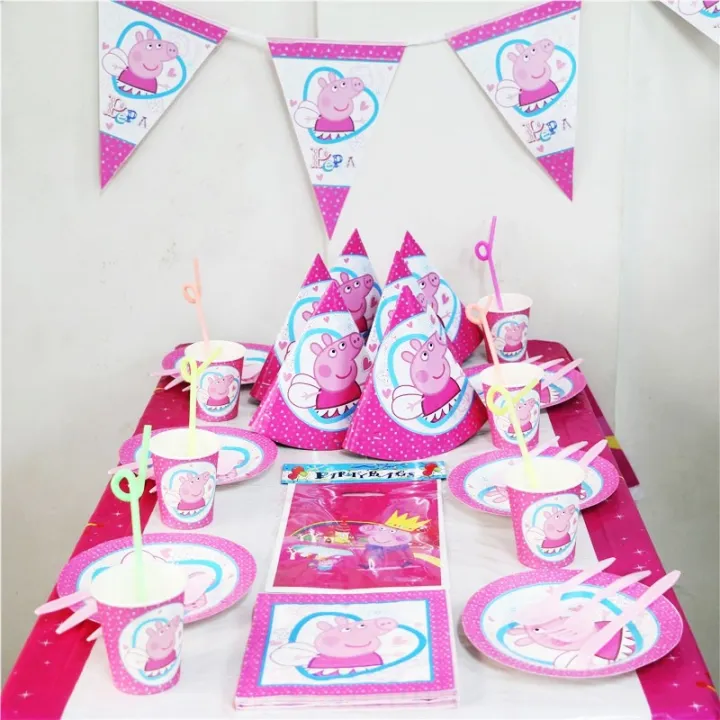 Peppa%20pig%20theme%20paper%20plate%2010%20paper%20cup%2010%20and%20Paper%20Serviette%2010%20Set%20-%20Image%202