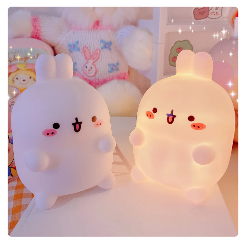 Rabbit night light for bed headboard, small table LED light, plug-free floor stand, creative atmosphere, decoration