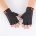 Knitted Fingerless Gloves Autumn Winter Men Thick Warm Windproof Gloves Daily Cycling Driving Elastic Gloves Fashion Simple Gift 1Pair. 