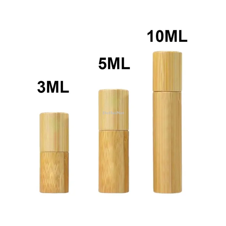 DeHuiNet 3/5/10ml Bamboo Roll on BottleWood Roller Bottle Essential ...