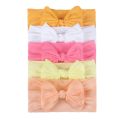 【Quality】 5Pcs/Set Newborn Baby Hair Accessories Solid Color Nylon Elastic Bows Knotted Baby Headband Girls Turban Girl Headbands.