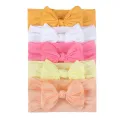 5Pcs/Set Newborn Baby Hair Accessories Solid Color Nylon Elastic Bows Knotted Baby Headband Girls Turban Girl Headbands. 