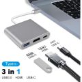 3 IN 1 Type C To HDTV + USB + USB-C Adapter Cable USB C To HDMI -compatible 4K USB-C Docking Station Adapter For Laptop Computer. 