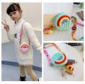 Rainbow Design Lovely Kids Silica Gel Messenger Bags Simple Girls Coin Purse Handbags Cute Cartoon Children Round Shoulder Bag. 