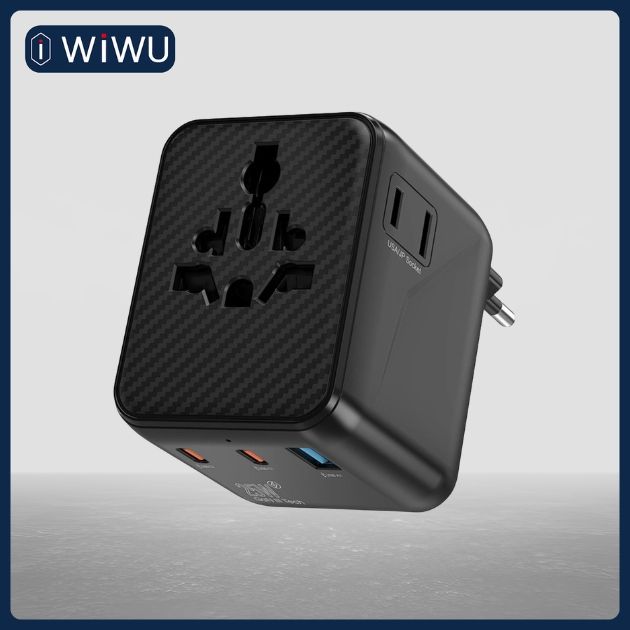 WiWU Aramid Fiber Warriors 25W GaN Plug Adapter – 5 Port USB-C1/C2 (Single Port), USB-A1 (Single Port), Multi-Port Mode (USB-C1/C2 + USB-A1) ( Wi-UA011)