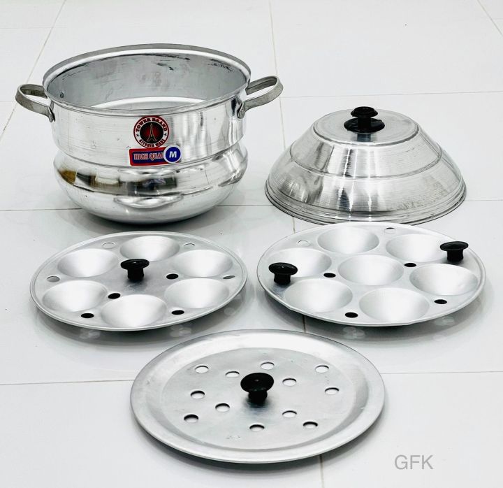 Aluminium Idli Make Idly Steamer Cooker with 2 Idly Plates (14 idly Cavity)