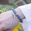 Blue Evil Eye Bracelet Hand of Fatima Turkey Thousand Eyes Wish Handmade Women's Resins Bead Bangle Elastic Bracelets Jewelry. 