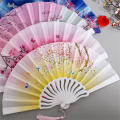 Lightweight Floral folding hand fan Intricate Delicate Elegant Vintage handheld folding fan Portable Different flower patterns fabric for Wedding accessories Party decoration Bride accessory Gift for. 