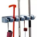 Mop Broom Holder 5 Hooks - Ash Multi-Functional  Holder Wall Mounted Mop Organizer Holder Brush Broom Hanger Storage Rack Kitchen Tool. 
