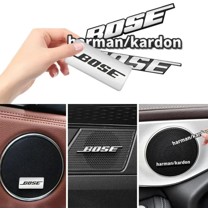 【hot】 Harman Kardon BOSE Badge Aluminum 3D Car Audio Stickers For Bmw Mercedes Benz Audi Mitsubishi Lancer Volkswagen Ford Mini Cooper