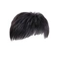 Handsome Invisible High quality Hair-Loss Nightclub Bar Wig For Young Men Balding High Hair Line Fluffy Straight Bangs Synthetic Hairpiece Male Natural Toupee Black Short Wig. 