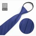 Men's Business Dress Zipper Neck Tie Elegant Gentleman Shirt Tie Groom Wedding Blue Stripe Black Lazy Ties Clothing Accessories. 