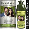 KeraGain Hair Color Shampoo (Natural Black,180Ml) PPD Free, Ammonia Free Permanent Hair Colour For Women & Men, |Vegan & Cruelty-Free| Keratin Treatment Included  (FROM INDIA)SAB. 