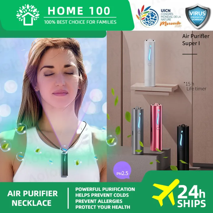 【BestGO】Personal Wearable Air Purifier ionizer Necklace for Protect breathing health and Relieve allergies car Air Freshener PK Aolon Cherry ion Remove PM2.5 Pets Smell virus blocker necklace for Adult kids-Model F6