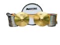 Maxtone School Marching Band Instruments Full Set 24'' Bass Drum, 2pcs 14'' Side Drum, 14'' Cymbal pair, 60'' Leader Mace Silver Colour maxtone 24 inch bass drum 14 inch side drum 14 inch maxtone cymbal 60 inch 5 feet leader mace. 