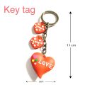 Love 3 Heart Key Tag Rubber  tag with Ring. 