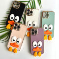 Phone Case For Tecno Spark 8C Cute cartoon silicone big eye duck patch mobile phone case electroplating TPU soft shell lens full bag fall proof wear resistant waterproof mobile phone back cover boy girl square box mobile phone protective case. 