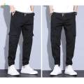 Mens Cargo Pant Multiple Pockets High Waist Trousers Straight Wide Leg Baggy 3XL Black. 