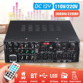 HiFi Amplifier 326BT 12V/220V BT FM USB 300W with Remote. 