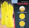 1 Pair Rubber Gloves Medium Household Long Sleeve Washing Up Kitchen Cleaning. 