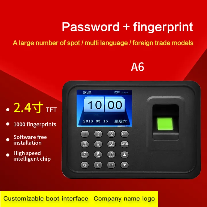 Tamini A6 Fingerprint Attendance Machine Password Punch Machine Attendance To And From Work Finger Sign In Foreign Trade Languages