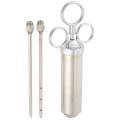 Stainless Steel Seasoning Injector 2-oz Large Capacity Turkey Meat / Marinade Injector With 2 Needles Hot Kitchen Tools Cooking Assistant. 