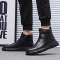 Plus Size Non-Slip Waterproof Men's Shoes Leather Shoes Men's Shoes Casual Leather Boots High Top British Style Martin Boots Pumps. 