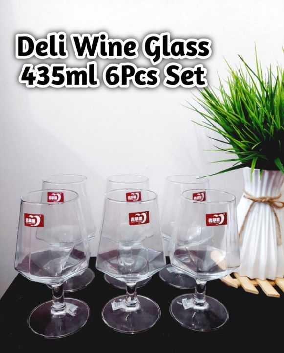 Wine Glass Set 6Pcs 435ml White & Red Wine Glasses Deli Glass Hotel & Home Glassware Drinking Glass