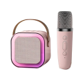 Mini Portable Karaoke Speaker with Wireless Microphone LED Light Karaoke Player K12. 
