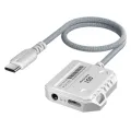 【Must-Have Accessories】 Plextone convertor GS1 Type-C 2in1 adapter with 3.5mm headphone jack and 60W charging port Long Wire for iphonee 15 pro. 