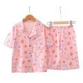Yfashion 2pcs Children Air-conditioning Homewear Set Cartoon Printing Short Sleeves Tops Shorts Pajamas Suit For Boys Cotton Girls. 