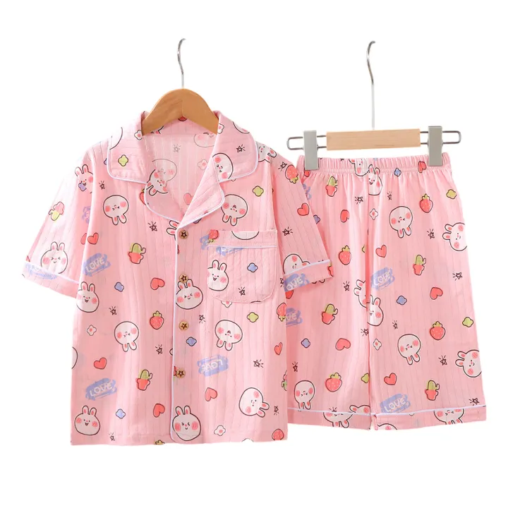 Yfashion%202pcs%20Children%20Air-conditioning%20Homewear%20Set%20Cartoon%20Printing%20Short%20Sleeves%20Tops%20Shorts%20Pajamas%20Suit%20For%20Boys%20Cotton%20Girls%20-%20Image%206