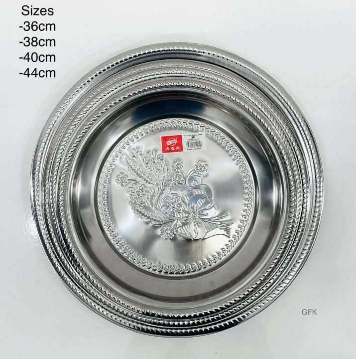 Stainless%20Steel%20Sawan%20Plate%20/%20Lunch,%20Dinner%20Food%20Plate%20Good%20Quality%20Large%20Round%20Tray%20Tableware%20for%20Outdoor%20Camping%20&%20Picnic%20Household%20Trays%20-%20Image%202