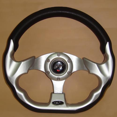 Gray Racing Steering Wheel 320mm Metal Faux Leather Car Modification 6-Bolt Racing Style Steering ...