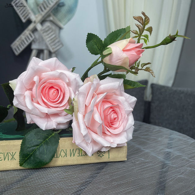 【Folio & Light】Sunmade Luxury Paris Perfume Roses Silk Artificial Flowers Home Wedding Party Decoration Flores Artificales White Rose Marriage