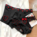 New Heart Printed Couple Underwear Women Men Low Waist Briefs Breathable Boxer Panties Boyfriend Girlfriend Lingerie. 