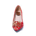 New Wedding Red Shoes Bridal Shoes Chunky Heel Pregnant Women Xiuhe Wedding Shoes High School Low Heel Wedding Shoes Lace-up Dress Shoes. 